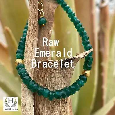 Natural Emerald Beads Bracelet Faceted Beads Zambian Beads Bracelet Top Quality • $29