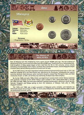 Littleton World Coin Set Malaysia Card 5 Coin UNC 1 Sen 2005 5102050 Sen 2008 • $22.50