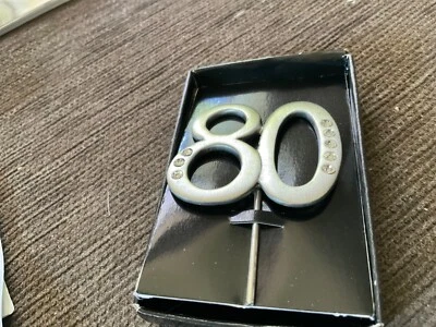 $15.03 • Buy FREE POSTAGE: 5x5cm METAL “80” Silver Colour CAKE TOPPER Brand New Unwanted Gift