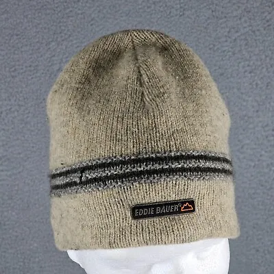 Vintage Eddie Bauer Wool Beanie Knit Cap Winter Ski Hat Gray Made In USA • $9.99