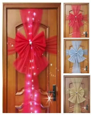 £21.99 • Buy Christmas Door Bow Window Traditional Xmas Wedding Decor Red Gold Grey LED UK