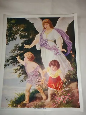 Vintage 1920's W.C. Co Tyrone Pa. Guardian Angel Print 11  X 9  • $4.99