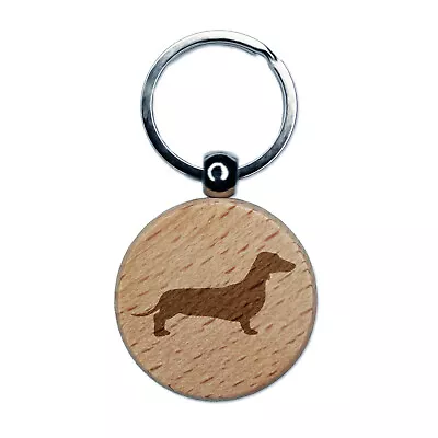 Smooth Haired Dachshund Dog Solid Engraved Wood Round Keychain Tag Charm • $9.99