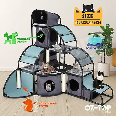 Pet Cat Tree Tower Scratching Post Scratcher Condo Play House Gym Toys Climbing • $119.59