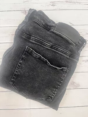 Maniere De Voir Distressed Zipper Faux Leather Black Skinny Jeans Mens 32x29 • $25