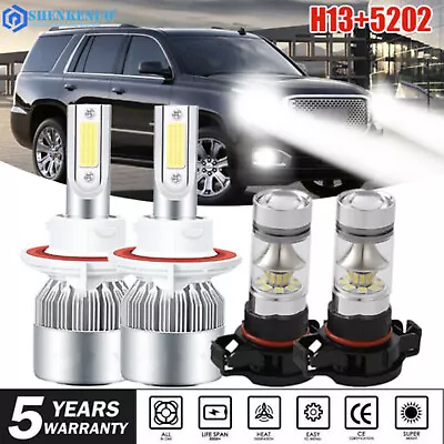 Combo H13+5202 LED Headlight For GMC Yukon XL1500 2007-2014 Fog Light Bulbs Beam • $25.59