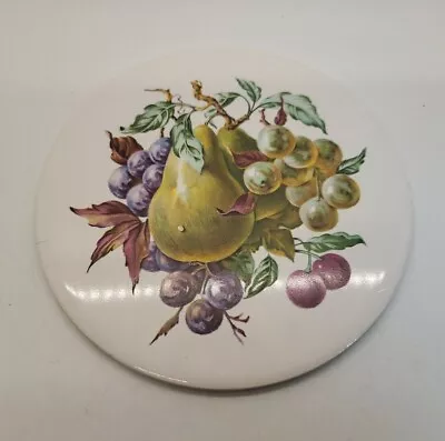 H&R Johnson LTD England 6  Ceramic Tile Trivet Circular Pears Fruit Vintage • $6