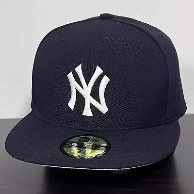 Vintage New York Yankees Hat Cap SIZE 7 1/2 New Era 5950 Fitted Wool Made USA • $39.19
