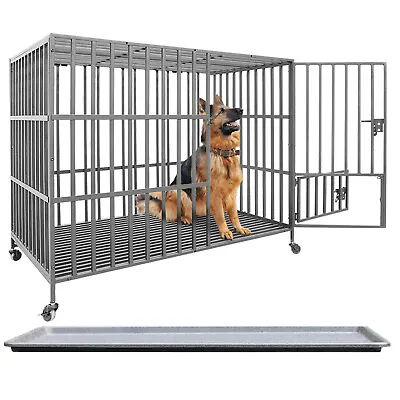 BingoPaw Heavy Duty Pet Dog Cage Strong Metal Crate Kennel Playpen Movable Wheel • £225.90