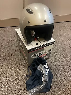 NEW Vega X-280 Motorcycle Open Face Helmet 8000-113 - Silver - Size: M SnapVisor • $49.95