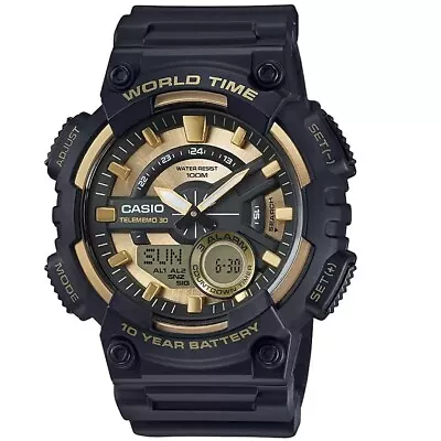 Casio Black Gold Men's 100m Analog Digital Sports Watch AEQ-110BW-9A • $99.95