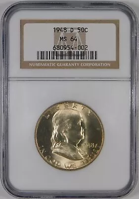1948-D 50c BU Franklin Silver Half Dollar NGC MS64 • $50