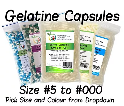 Gelatin Empty Capsules Size #5 4 3 2 1 0 00 000 Gelatine Caps • $143