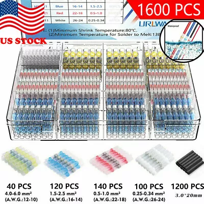 1600Pcs Heat Shrink But Connector Waterproof Electrical Wire Marine Butt Splice • $13.98