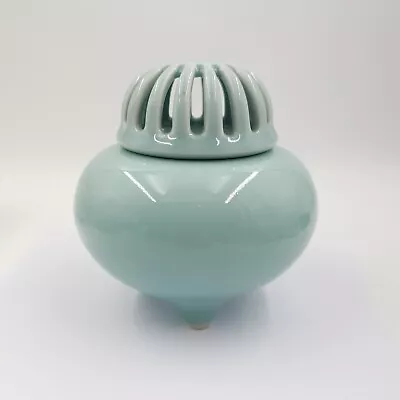 Celadon Incense Burner Koro Ogasawara Choshun Japanese Pottery Green Pot • £24.95