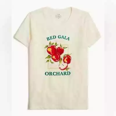 J Crew BK898 NWT Woman Size 2X Red Gala Apple Orchard Collector Graphi CT-Shirt • $22.49