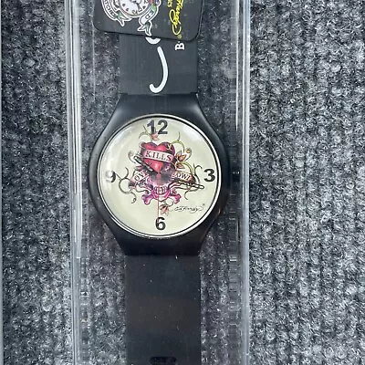 Ed Hardy Men's Spectrum Black Watch Love Kills Quartz Biker Christian Audigier S • $60.62