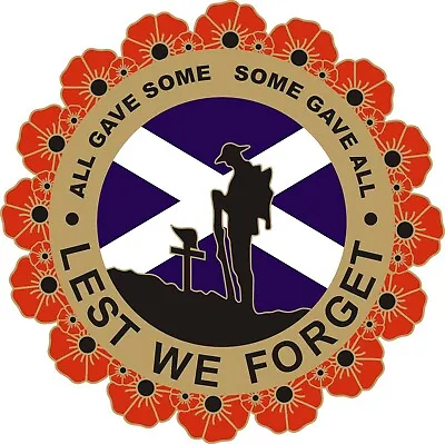 Remembrance Sunday Poppy Car Window Sticker With Soldier Wreath Scotland Flag • £2.75
