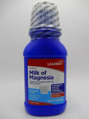 Leader Milk Of Magnesia Saline Laxative Original 12 Fl Oz 096295140187VL • $15.49