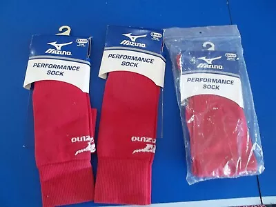 3 Pairs Of MIZUNO PERFORMANCE KNEE HI SOCK Red Small Medium • $24.95