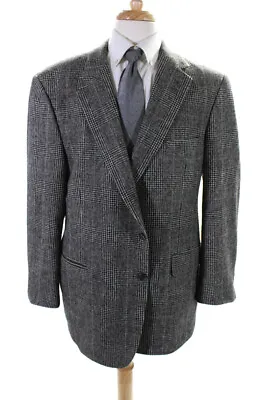 Pincus Brothers Maxwell Men's Camel Hair Plaid Two Button Blazer Gray Size 46R • $42.69