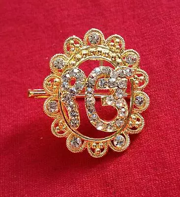 Stunning Diamonte Gold Plated Sikh Eik Onkar Brooch Cake Pin X-mas Singh Gift Hh • £12.53