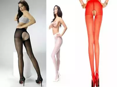 £4.49 • Buy Sexy Crutchless Tights Various Colours Open Crotch