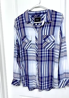 Rails White Blue Pink Plaid Button Down Top Long Sleeve Shirt Size S Womens • $24.99