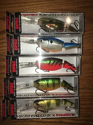 $60 • Buy Rapala JOINTED SHAD RAP 09=Lot Of 5 DIFFERENT COLORED FISHING LURES