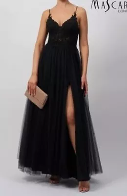 Mascara Mc1825025 Size 10 Evening Dress Black Lace Glitter Formal Gown BNWT • £249.99