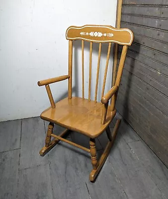 Vintage OAK HILL USA Rustic Country Maple Wood CHILD DOLL Mini Rocking Chair • $135