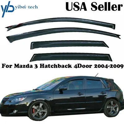 4 X Window Visors Deflector Rain Guard Black For 2004-2008 09 Mazda 3 Hatchback • $27.11