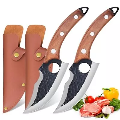 Hand Forged Boning Knife 2 Pack Chef Knife For Meat Cutting Butcher Knife ... • $65.32