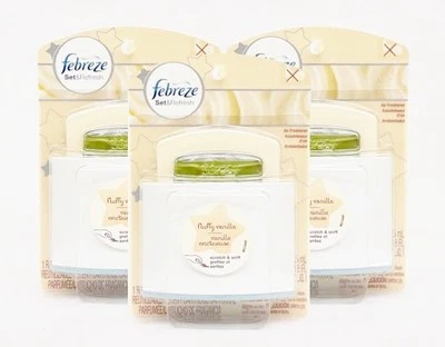 $29.95 • Buy 3 Febreze Set & Refresh FLUFFY VANILLA  Air Freshener Refill & Diffuser Kit