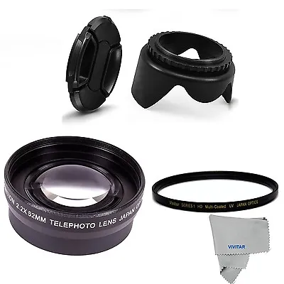 2.2x  Telephoto LENS + UV FILTER +HOOD + CAP FOR D7100 D3200 D3300 D5100 D5300 • $29.87