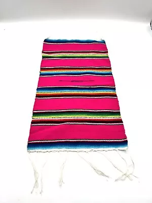 Mini Serape Blanket Table Runner Toy Blanket 16.5” X 8 3/4” Pink  New Old Stock • $19.99