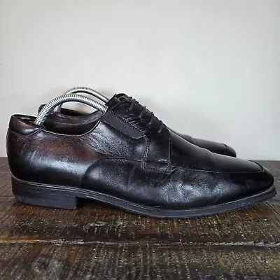 Magnanni Mens Size 9 Leather Plain Toe Derby Lace Up Dress Shoes Black • $74.98