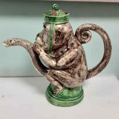 Rare Antique C1885 Palissy Majolica Monkey And Snake Teapot  Jose A Cunah • £225