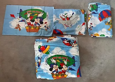 Disney Twin Bed Comforter Complete Set Of Sheets Mickey Mouse Air Mobile Vintage • $199.99