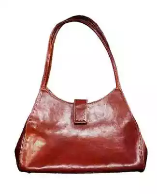 Vintage Fossil 90s Red Leather Stitch Detail Shoulder Bag 13 X7  Excellent • $24.99