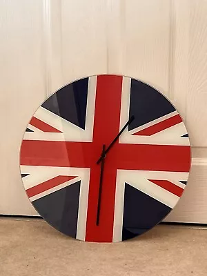 Union Jack Flag Glass Wall Clock • £5