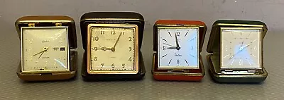 Vintage Folding Travel Alarm Clock LOT 4 Florin Lux Linden Phinney Walker Parts • $24.95