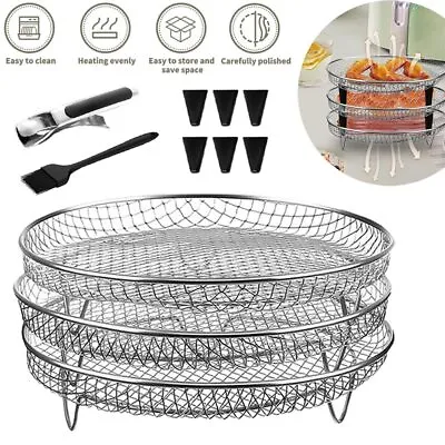 3 Layer Air Fryer Rack Baking Tray Accessories For 4.8L-6.6L Air Fryer Oven • $26.29