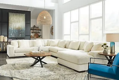 $3597.78 • Buy Living Room Furniture Ivory Corduroy Fabric Sofa Couch Chaise Sectional Set IG08