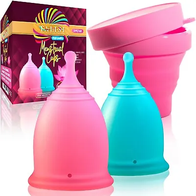 Talisi Reusable Feminine Menstrual Cup Set Large Small Silicone Sterilizer Copa • $19.99