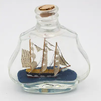 $21.94 • Buy Ship In A Bottle Schooner 3 Mast Brigantine In Glass Bottle Cork Topped 3.5 
