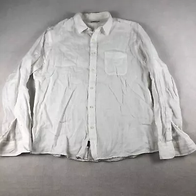 Faherty Shirt Mens XL White Button Up 100% Linen Long Sleeve * • $24.89
