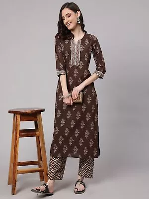 Bollywood Designer Pure Cotton Kurti Palazzo Dress Indian Dress For Women • $57.11