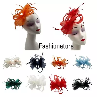£8.99 • Buy Womens Fascinator Headband Clip Mesh Net Feather Flower Wedding Royal Ascot Race