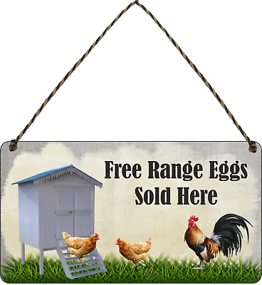 £5.90 • Buy Free Range Eggs Sold Here Garden Allotment Shed Farm Shop Chicken Rooster Sign